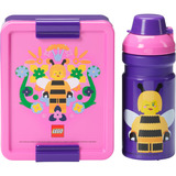 Room Copenhagen LEGO Lunch-Box Set Bee lila/pink, 2-teilig, mit Trinkflasche