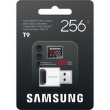 Samsung T9 microSDXC 256 GB, Speicherkarte schwarz, mit USB-Kartenleser