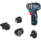 Bosch Akku-Bohrschrauber GSR 12V-35 FC Professional, 12Volt blau/schwarz, 2x Li-Ionen Akku 3,0Ah, mit FlexiClick Aufsätzen, L-BOXX