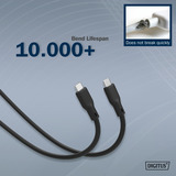 Digitus USB4 Gen 3x2 Silikon-Anschlusskabel USB-C > USB-C schwarz, 0,5 Meter, PD, Laden mit bis zu 240 Watt