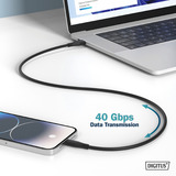 Digitus USB4 Gen 3x2 Silikon-Anschlusskabel USB-C > USB-C schwarz, 0,5 Meter, PD, Laden mit bis zu 240 Watt