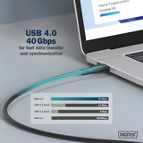 Digitus USB4 Gen 3x2 Silikon-Anschlusskabel USB-C > USB-C schwarz, 0,5 Meter, PD, Laden mit bis zu 240 Watt