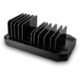 Lindy 120W 10 Port USB-Ladestation, 8x USB-A + 2x USB-C schwarz/grau, QC 3.0, Samsung AFC, gleichzeitiges Laden von 10 Tablets / Smartphones
