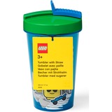 Room Copenhagen LEGO Becher mit Strohhalm Iconic Boy Bright Blue blau/grün, 500ml