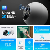 SwitchBot Outdoor Spotlight Cam 2K, Überwachungskamera weiß