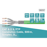 Digitus Professional Cat.8.2 S/FTP Verlegekabel simplex, Dca grün, 500 Meter Trommel