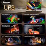 Hisense 55UR8DS RGB MiniLED, LED-Fernseher 139 cm (55 Zoll), schwarz/dunkelgrau, UltraHD/4K, Hi-View AI Engine RGB, 180Hz Panel