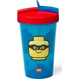 Room Copenhagen LEGO Becher mit Strohhalm Iconic classic Bright Blue blau/rot, 500ml