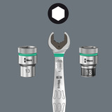 Wera 8100 SA 13 Zyklop Comfort Knarrensatz, 1/4", Werkzeug-Set schwarz/grün, 15-teilig, Comfort-Knarre mit Umschalthebel