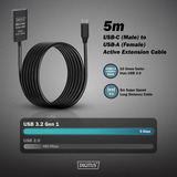Digitus Aktives USB 3.2 Gen 1 Verlängerungskabel, USB-C Stecker > USB-A Buchse schwarz, 5 Meter, Repeater Kabel