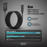 Digitus Aktives USB 3.2 Gen 2 Verlängerungskabel, USB-C Stecker > USB-A Buchse schwarz, 5 Meter, Repeater Kabel