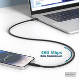 Digitus USB 2.0 Silikon-Anschlusskabel USB-C > USB-C schwarz, 0,5 Meter, PD, Laden mit bis zu 60 Watt
