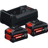 Bosch EXPERT Starter-Set 2x EXBA 18V-55 + Dual-Voltage-Ladegerät GAL 12V/18V-80 schwarz, 2x Li-Ionen Akku 5,5Ah, AMPShare Alliance