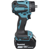 Makita Akku-Bohrschrauber mit Wechselkopfsystem DDF491ZJ01, 18Volt blau/schwarz, ohne Akku und Ladegerät, mit vier verschiedenen Aufsätzen