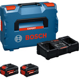 Bosch Professional EXPERT Starter-Set 18V, 2x EXBA 18V-80 + Ladegerät EXAL18V2-320 schwarz, 2x Li-Ionen Akku 8Ah, L-BOXX, AMPShare Alliance