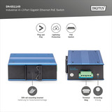 Digitus Industrial 4+2 -Port Gigabit Ethernet PoE, Switch 