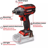 EINHELL Professional Akku-Schlagschrauber TP-CI 18/220 Li BL - Solo, 18Volt schwarz/rot, ohne Akku und Ladegerät