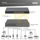 Digitus 8-Port Gigabit Ethernet PoE Injektor, 802.3bt, 250W, PoE-Injektor grau