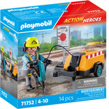 PLAYMOBIL 71752 Action Heroes Bauarbeiter mit Meißel, Konstruktionsspielzeug 