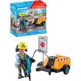 PLAYMOBIL 71752 Action Heroes Bauarbeiter mit Meißel, Konstruktionsspielzeug 