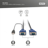 Digitus KVM-Kabelsatz USB DS-19231, für KVM-Konsolen, Y-Kabel schwarz, 1,8 Meter