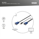 Digitus KVM-Kabelsatz USB DS-19231, für KVM-Konsolen, Y-Kabel schwarz, 1,8 Meter