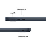 Apple MacBook Air 34,5 cm (13,6") 2025 CTO, Notebook schwarz, 16 GB, 256 GB (256 GB SSD), M4, MacOS, Deutsch