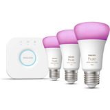 Philips Hue White & Color Ambiance Starter-Set: E27 Smarte Lampe A60 Dreierpack, LED-Lampe 