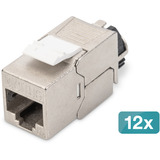 Digitus Cat.6a Keystone-Modul, geschirmt silber, 12 Stück, mit intelligentem Kabelmanager