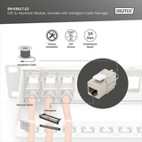 Digitus Cat.6a Keystone-Modul, geschirmt silber, 12 Stück, mit intelligentem Kabelmanager