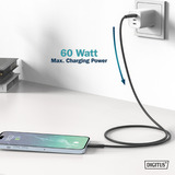 Digitus USB 2.0 Silikon-Anschlusskabel USB-A > USB-C schwarz, 2 Meter, PD, Laden mit bis zu 60 Watt
