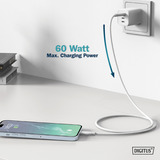 Digitus USB 2.0 Silikon-Anschlusskabel USB-A > USB-C weiß, 0,5 Meter, PD, Laden mit bis zu 60 Watt