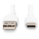 Digitus USB 2.0 Silikon-Anschlusskabel USB-A > USB-C weiß, 0,5 Meter, PD, Laden mit bis zu 60 Watt
