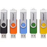 Intenso Office Line Multipack 32 GB, USB-Stick 5 USB-A 3.2 USB-Sticks in Gelb, Grün, Schwarz, Blau + Orange