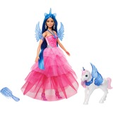Mattel Barbie Saphire Puppe mit Einhorn mit blauen Haaren und pinkfarbenem Kleid