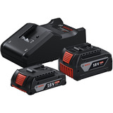 Bosch Starter-Set 18V (GBA 18V 4,0/2,0Ah + GAL 18V-40 Professional) schwarz, 2x Li-Ionen Akku, AMPShare Alliance