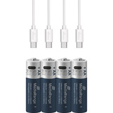MediaRange USB-C Li-Ion Akku, Mignon AA I 1.5V | 1400 mAh, 4erPack 4 Stück