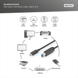 Digitus USB 3.2 Gen 1 Anschlusskabel USB-C > USB-B schwarz, 1,80 Meter, PD, Laden mit bis zu 3A