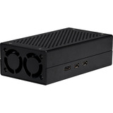Joy-IT Aluminiumgehäuse für Raspberry Pi 5 M2-HAT  schwarz, inkl. aktiven Kühler