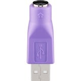 goobay USB 2.0 Adapter, USB-A Stecker > PS/2 Buchse violett, für Kombo Tastatur