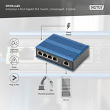 Digitus 4 Port Gigabit PoE Industrial, Unmanaged, Switch 