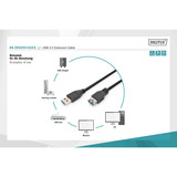 Digitus USB 3.2 Gen 1 Verlängerungskabel, USB-A Stecker > USB-A Buchse schwarz, 1,8 Meter