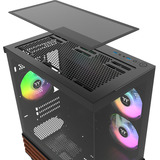 Thermaltake View 170 WS ARGB Black, Tower-Gehäuse schwarz/holz, Tempered Glass x 2, Holz-Struktur