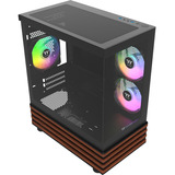 Thermaltake View 170 WS ARGB Black, Tower-Gehäuse schwarz/holz, Tempered Glass x 2, Holz-Struktur