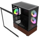Thermaltake View 170 WS ARGB Black, Tower-Gehäuse schwarz/holz, Tempered Glass x 2, Holz-Struktur