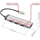 Verbatim USB-C Multiport-Hub 4xUSB 3.2, USB-Hub silber