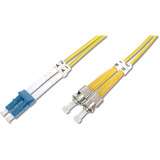 Digitus LWL Patchkabel, Duplex, LC > ST Stecker, Singlemode OS2 gelb, 2 Meter