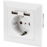 Digitus Sicherheits-Steckdose Unterputz, mit 2x USB-A weiß