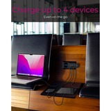 ICY BOX 4-Port GaN Steckerladegerät IB-PS104-PD, USB-A + 3x USB-C schwarz, PD 3.0 100W + QC 3.0 18W
