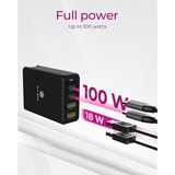 ICY BOX 4-Port GaN Steckerladegerät IB-PS104-PD, USB-A + 3x USB-C schwarz, PD 3.0 100W + QC 3.0 18W